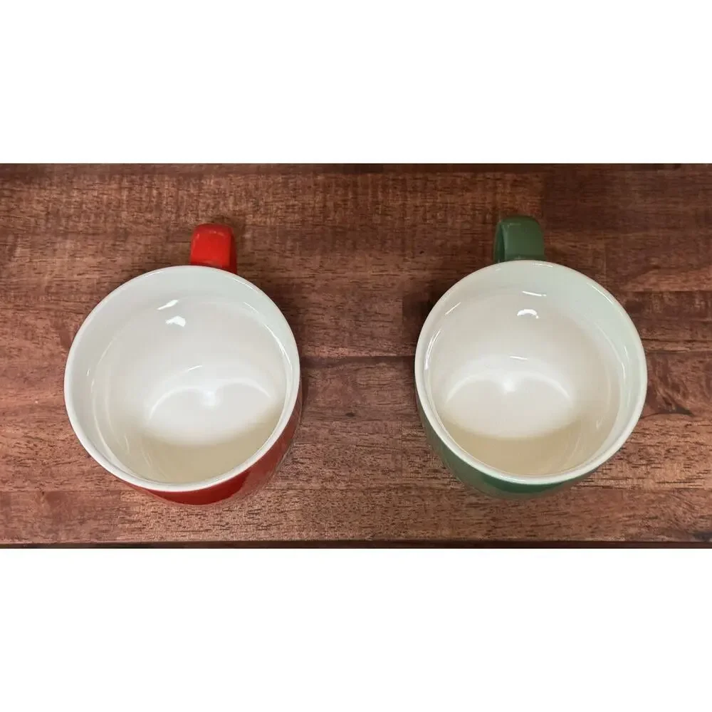 Lot of 2 Starbucks 2021 12 Floz Mugs Green & Red